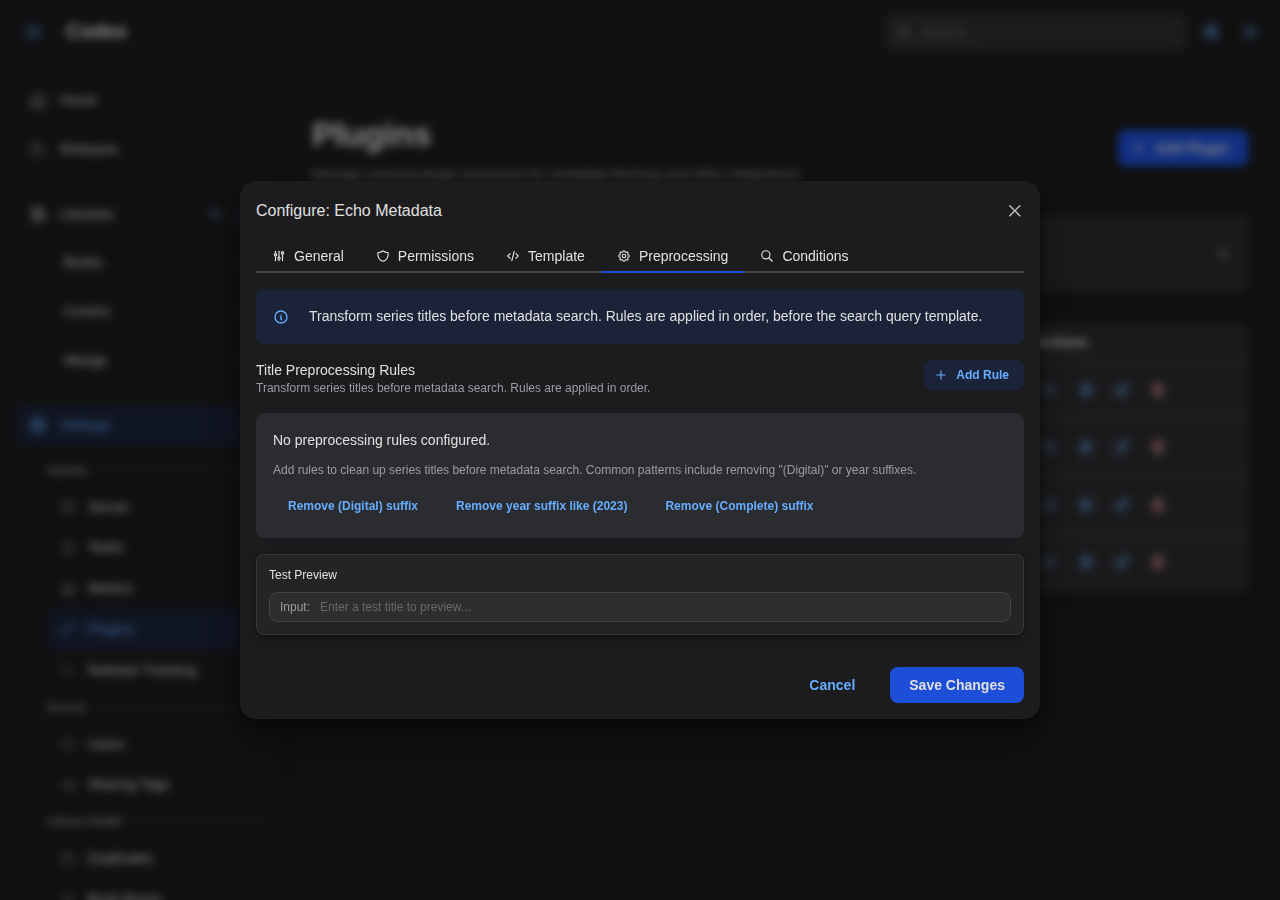 Plugin Search Preprocessing Settings
