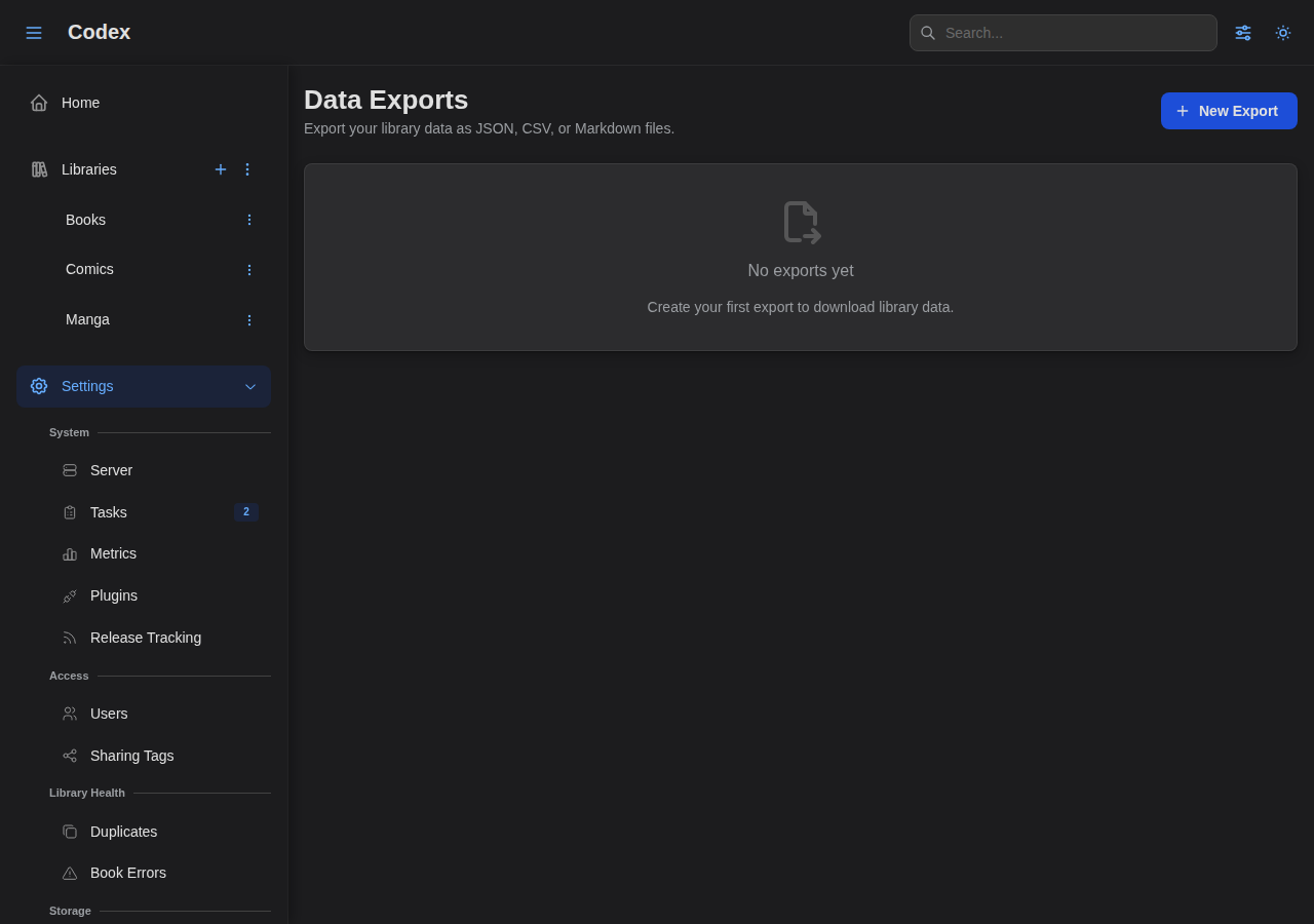 Data Exports Settings